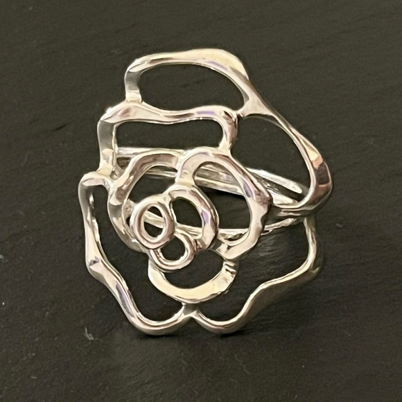 Sterling Silver Large Blooming Rose Flower 925 Statement Ring Size 11.5-12 - Picture 2 of 16